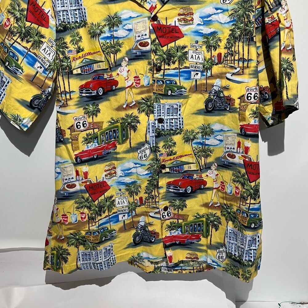 Aloha Republic Men's Multicolor Route 66 Memories Button Up Shirt Size XL - Picture 2 of 10